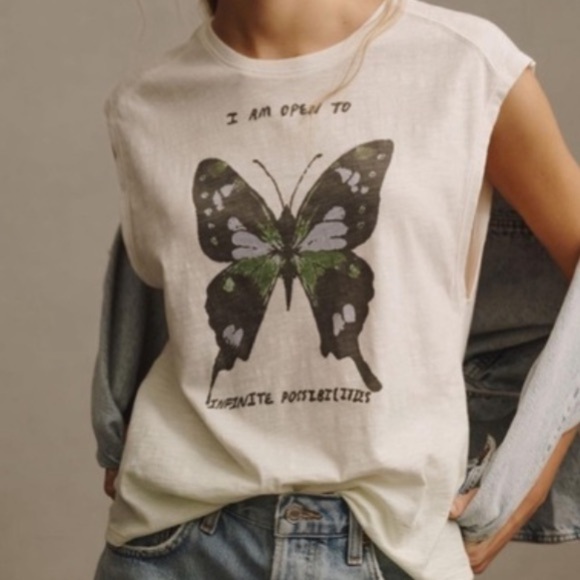 Pilcro Tops - Anthropologie Pilcro Allison Marie Garcia Butterfly Graphic Tee Shirt Top